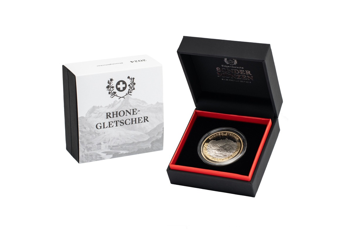 Latest special coin to be issued: The Rhone glacier bimetallic coin is the third in the three-part series on Swiss glaciers