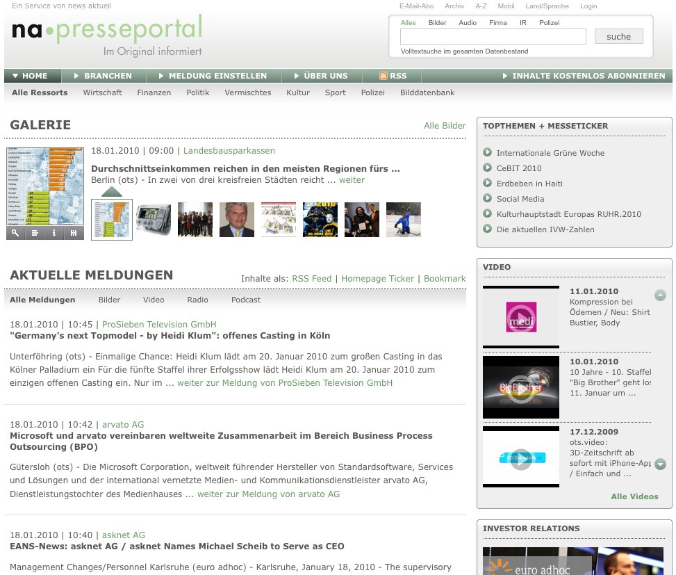 IVW-Zahlen 2009 bestätigen: Presseportal.de weiterhin auf Erfolgskurs