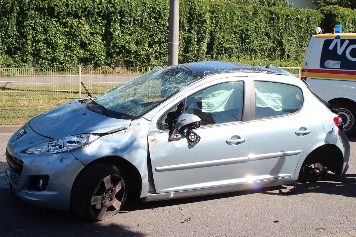 POL-PPMZ: Mainz, Spektakulärer Unfall auf der Rheinhessenstraße