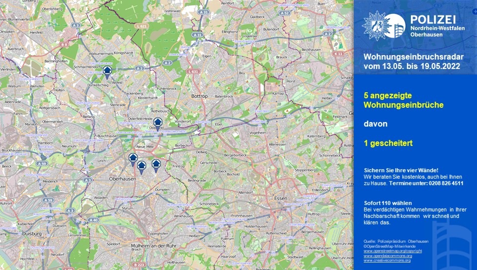 POL-OB: Aktueller Wohnungseinbruchradar für Oberhausen