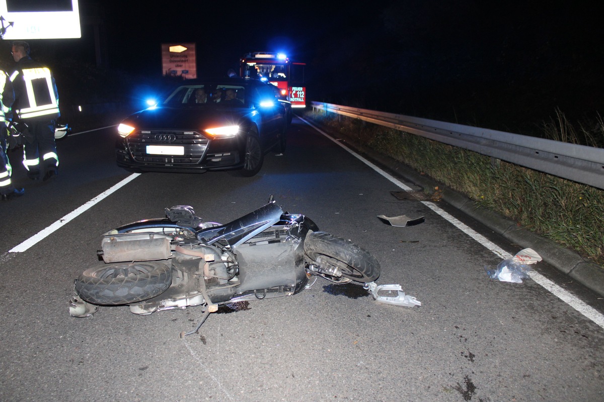 POL-RBK: Leichlingen - Zusammenstoß zwischen Lkw und Kleinkraftrad - eine Person schwer verletzt