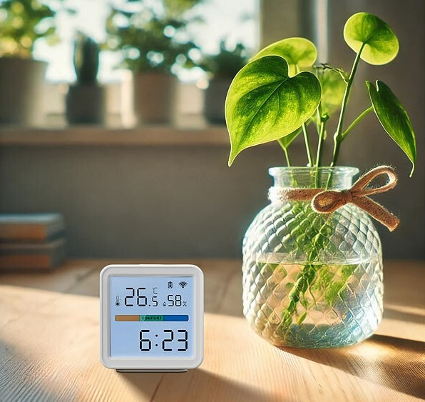 Smarte Raumklimaüberwachung per Smartphone-App: Luminea Home Control WLAN-Temperatur-und Luftfeuchtigkeitssensor, Datenlogger für 12 Monate