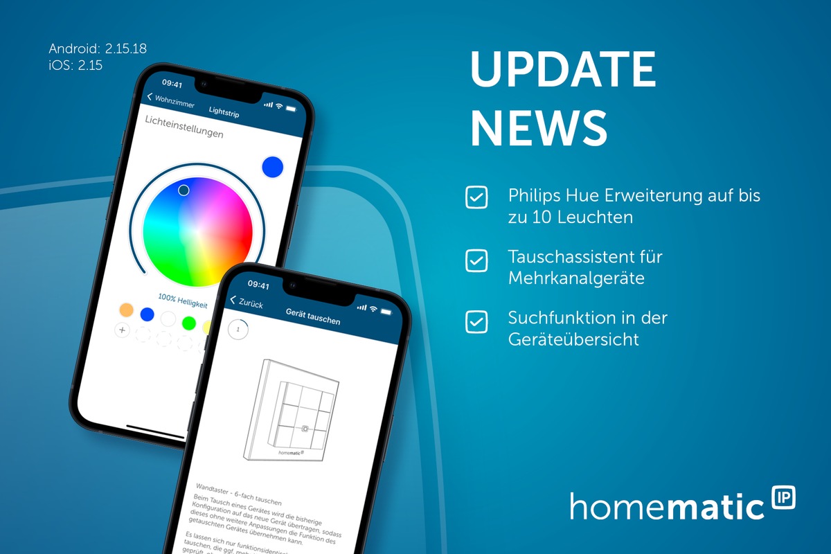 Homematic IP App Update bringt Philips Hue Erweiterung