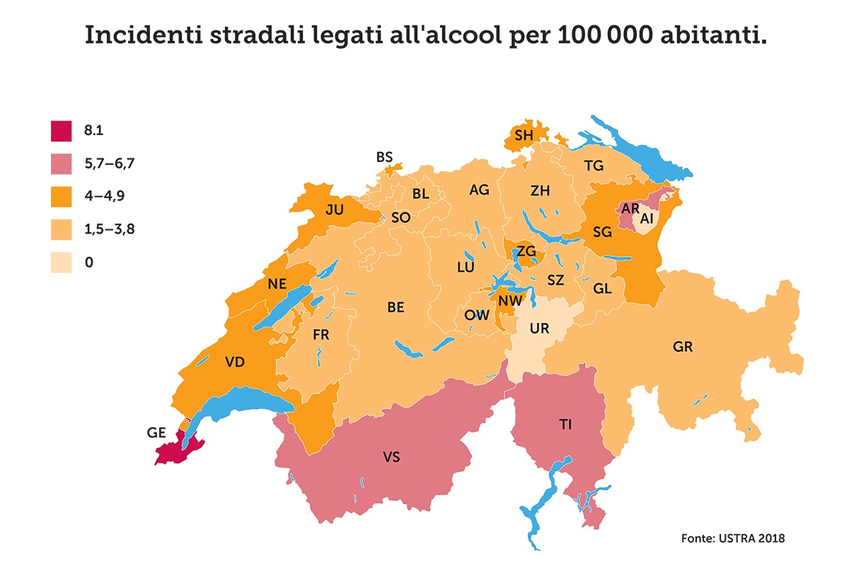 Morti in incidenti stradali legati all&#039;alcool: Ticino secondo dopo Vaud