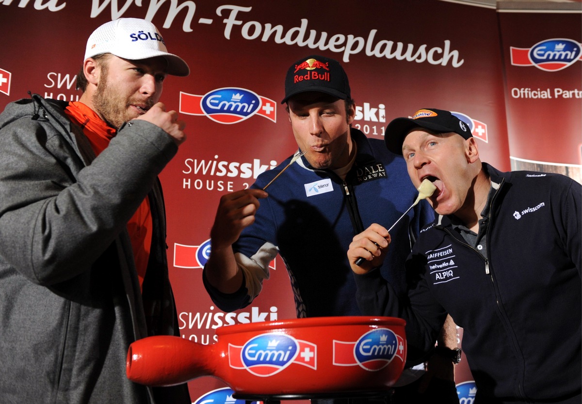 Soirée fondue pour les champions du monde Cuche, Svindal et Miller