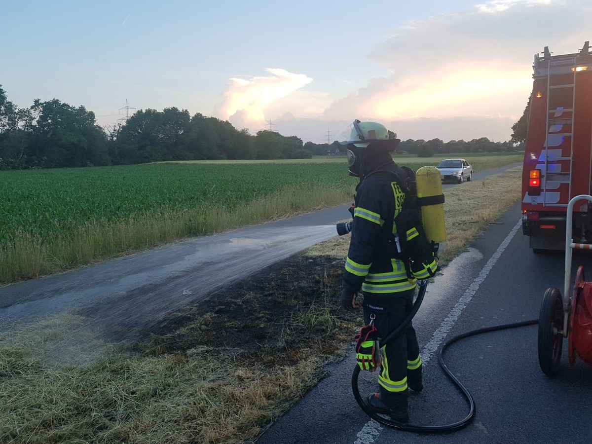 FW-Schermbeck: Flächen-/Vegetationsbrand an der B58