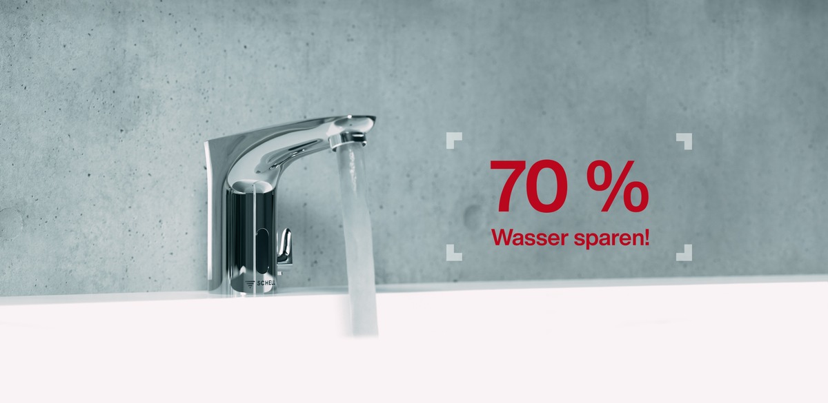 Bis zu 70% Wasser sparen / Energiekosten senken mit berührungslosen Armaturen von Schell