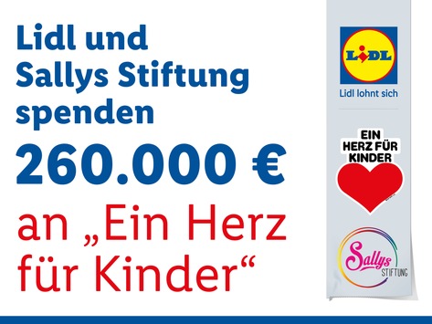 Für mehr Chancengerechtigkeit: Lidl und „Sallys Stiftung“ spenden 260.000 Euro an „Ein Herz für Kinder“