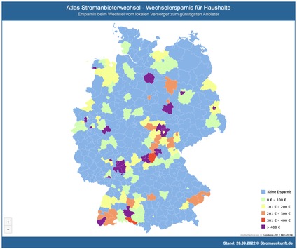 Strompreis-Atlas zeigt die Regionen in Deutschland, wo sich ein Wechsel jetzt noch lohnt