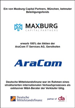 Deutsche Mittelstandsfinanz berät Veräußerung des führenden Individualsoftware-Entwicklers AraCom AG an Maxburg