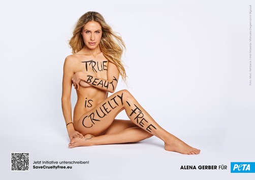 Alena Gerber zeigt sich mit neuen PETA-Motiven sexy und provokant: „Schluss mit Tierversuchen für Kosmetik“
