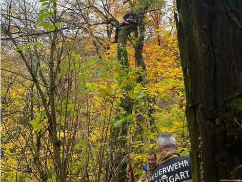 FW Stuttgart: Hund aus acht Metern Höhe gerettet