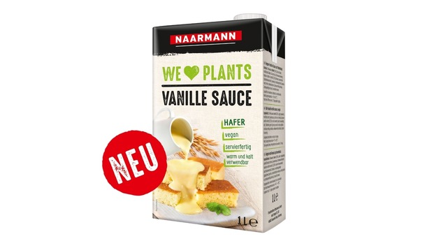 Neu von Naarmann: WE LOVE PLANTS Vanille Sauce mit echter Bourbon Vanille / Die süße Ergänzung für das vegane Dessertsortiment