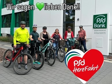 Überregionales Fahrradfahren für gesunde Kinderherzen / PSD HerzFahrt 2025 der PSD Bankengruppe
