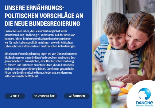 Gesündere Ernährung für alle: Danone lädt die neue Bundesregierung zum ernährungspolitischen Dialog ein