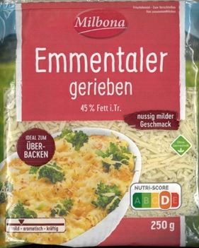 Der Hersteller GOLDSTEIG Käsereien Bayerwald GmbH informiert über einen Warenrückruf des Produktes „Milbona Emmentaler gerieben, 250g“