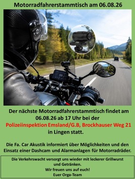 POL-EL: Lingen - Motorradfahrerstammtisch August