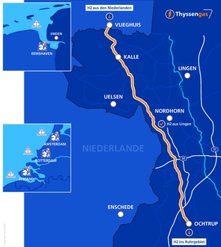 Wasserstoff Infrastruktur / Thyssengas erwirbt RWE-Erdgasleitung für Wasserstoff-Transport an der deutsch-niederländischen Grenze