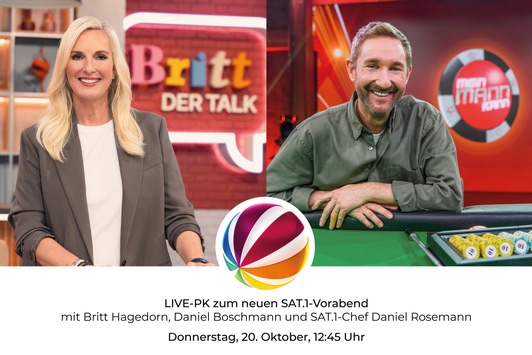 Einladung zur digitalen SAT.1-Vorabend-Pressekonfrenz mit Britt Hagedorn und Daniel Boschmann Donnerstagmittag