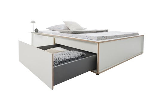 Die Möbelneuheiten für 2023: das neue Stauraumbett SPAZE, entworfen von kaschkasch und hergestellt von Müller Small Living