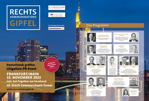 Rechtskommunikationsgipfel, 15. November 2022 in Frankfurt / Das Programm steht