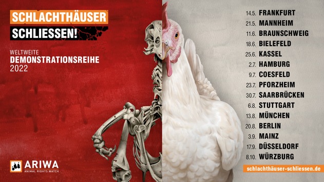 15 Demonstrationen „Schlachthäuser schließen!“ bis Oktober in Deutschland