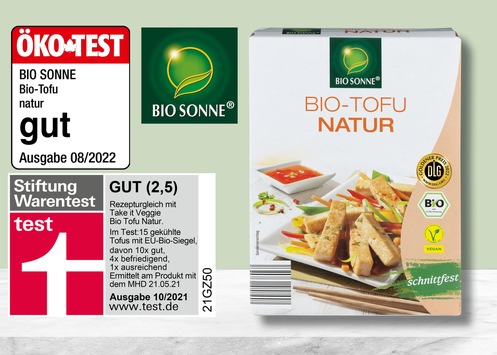 NORMA-Tofu der Eigenmarke BIO SONNE von ÖKOTEST mit „gut“ bewertet / Top-Auszeichnungen auch von STIFTUNG WARENTEST und der DLG