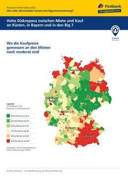 POSTBANK WOHNATLAS 2023: Investitionschancen bei Eigentumswohnungen in deutschen Regionen