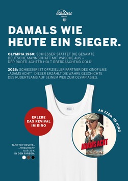Damals wie heute ein Sieger: SCHIESSER ist offizieller Partner des Kinofilms ADAMS ACHT