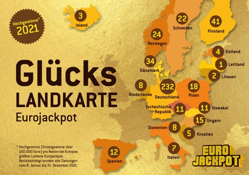 Eurojackpot-Bilanz 2021 / Rekordzahl geknackter Jackpots