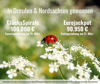 Glück mit der GlücksSpirale: 100.000 Euro-Gewinn in Dresden gewonnen