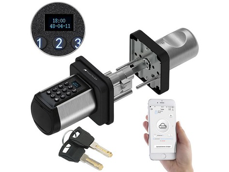 VisorTech Elektronischer Tür-Schließzylinder TSZ-500, Code, 2 Schlüssel, Bluetooth, IP44