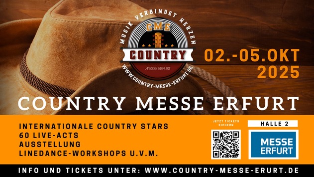 60 Live-Acts auf drei Bühnen zur Country Messe Erfurt